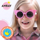安比 儿童偏光太阳镜女童软防紫外线太阳眼镜小孩树脂轻 宝宝墨镜