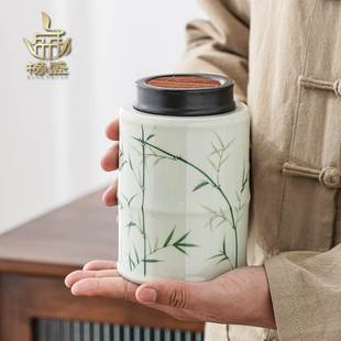 榜盛手绘茶叶罐陶瓷家用防潮中式茶罐密封罐存茶罐高档绿茶储存罐