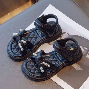 韩版巴拉巴柆韩系女童凉鞋2024夏季新款珍珠儿童鞋子夏款女孩洋气