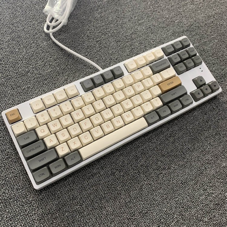 机械键盘微光xda键帽无声静音ins复古配色红茶青轴灰黄热升华pbt