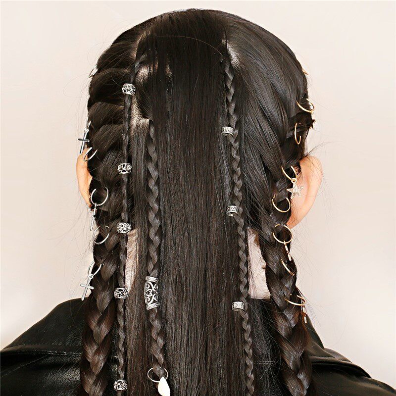 热销脏辫男_ins潮小脏辫环扣金属环圈编发圈嘻哈蹦迪辫子扣头发个性