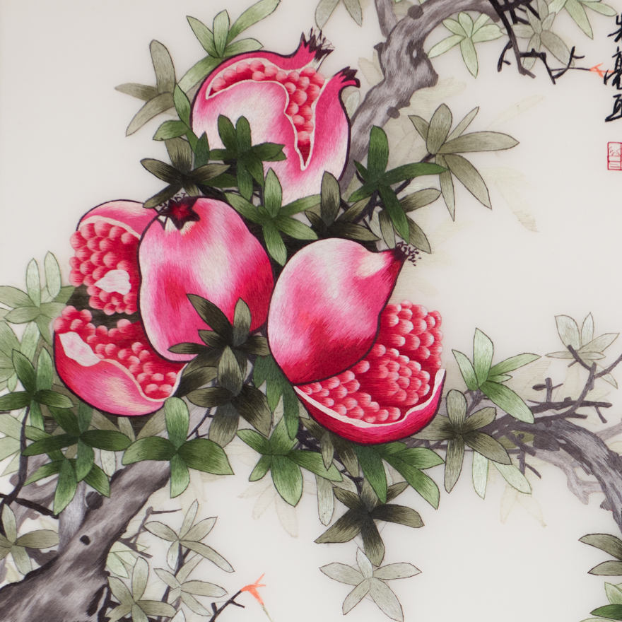 纯手工真丝 精品苏绣挂画《笑口常开》刺绣