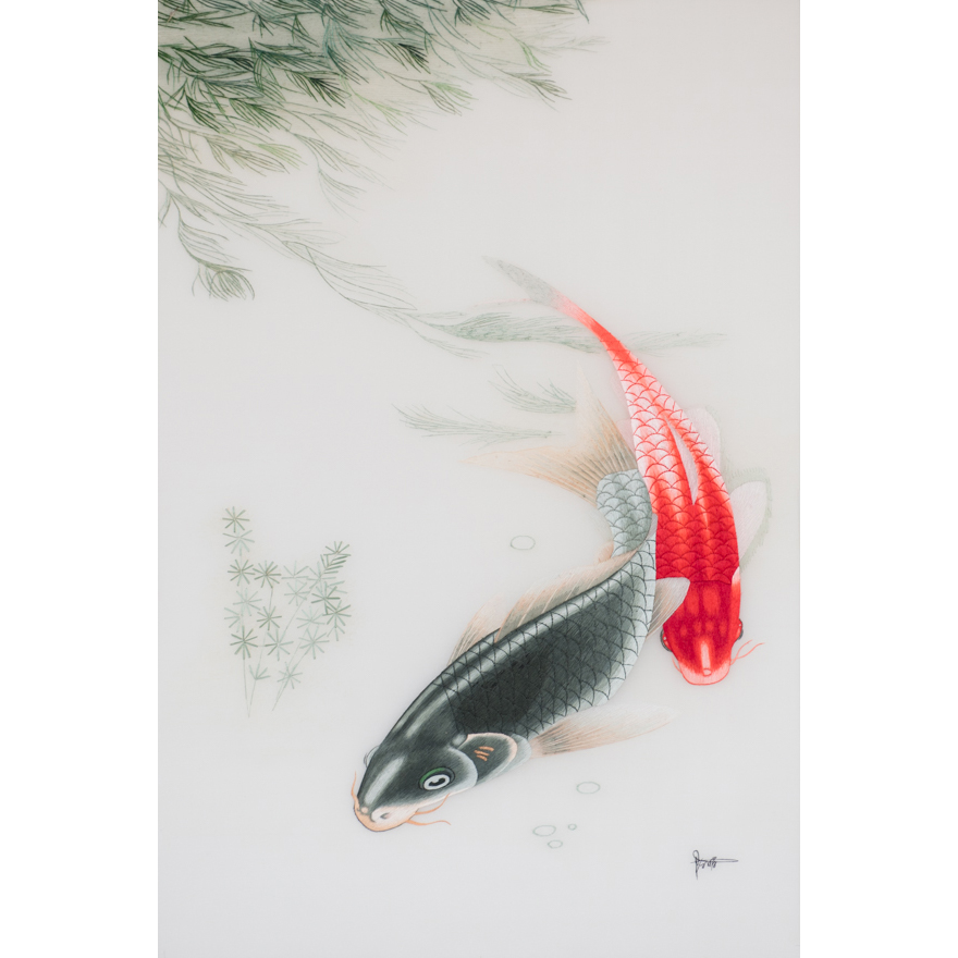 刺绣鱼形图案图片
