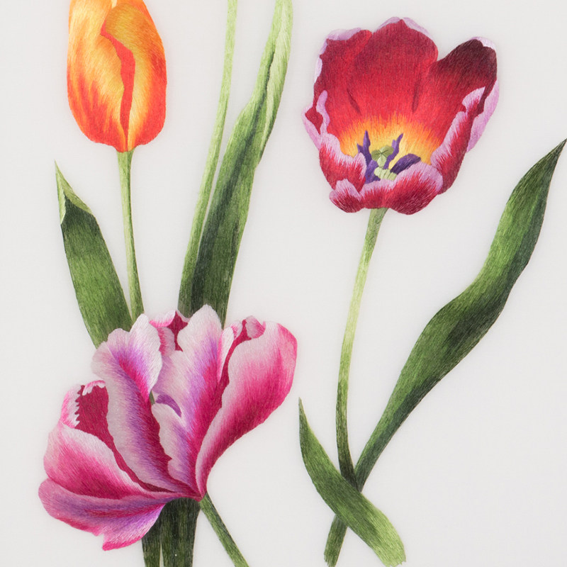 寻艺集 纯手工真丝 精品苏绣挂画《郁金香三》