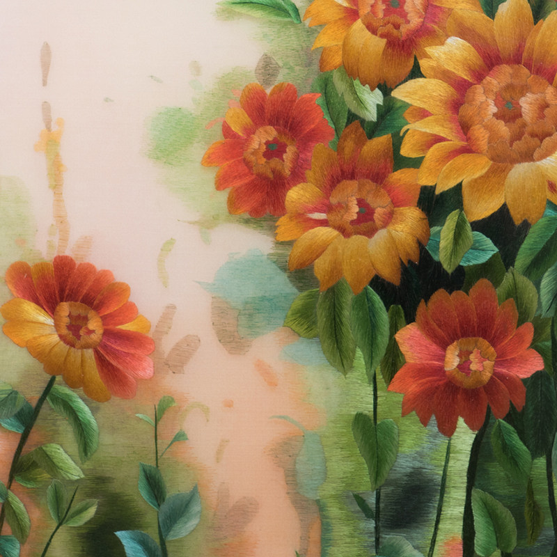 纯手工苏绣精品挂画《蒸蒸日上一》刺绣