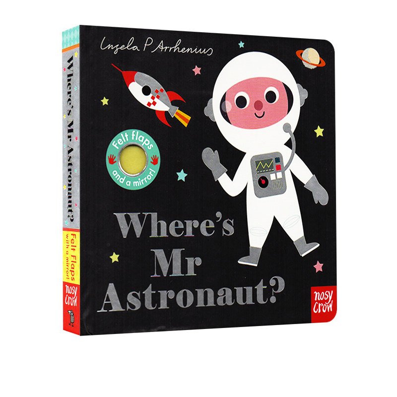 英文原版 亲亲小手翻翻书 Where's Mr Astronaut? 宇航员先生在哪里? 纸板书 触摸书 翻翻书 趣味问答 幼儿感官发展 早教认知绘本