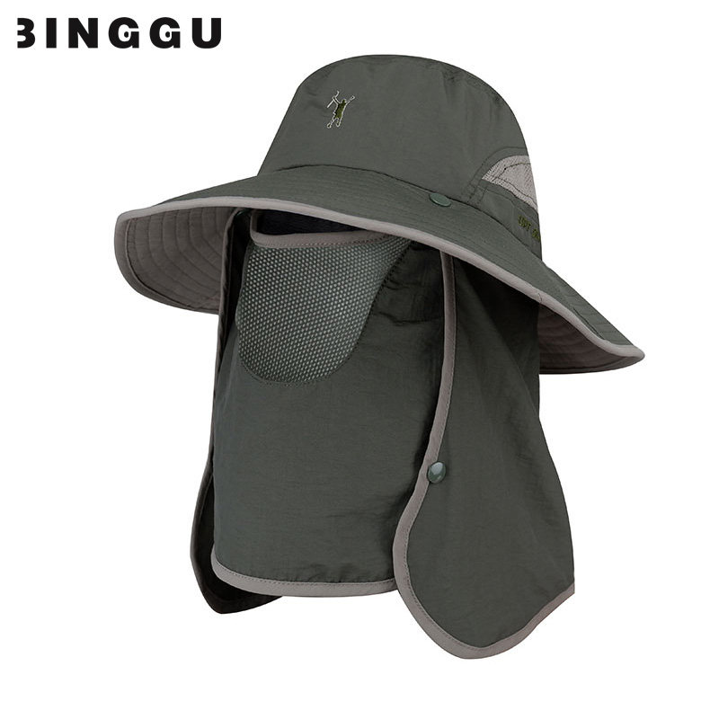 钓鱼帽子男士夏季防晒帽夏天户外登山垂钓遮脸渔夫帽太阳帽遮阳帽
