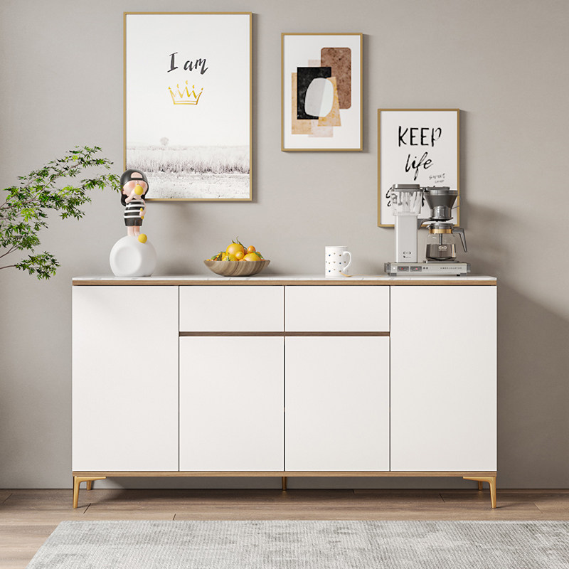 客厅超薄岩板实木餐边柜矮柜北欧简约备餐柜茶水柜一体卧室电视柜