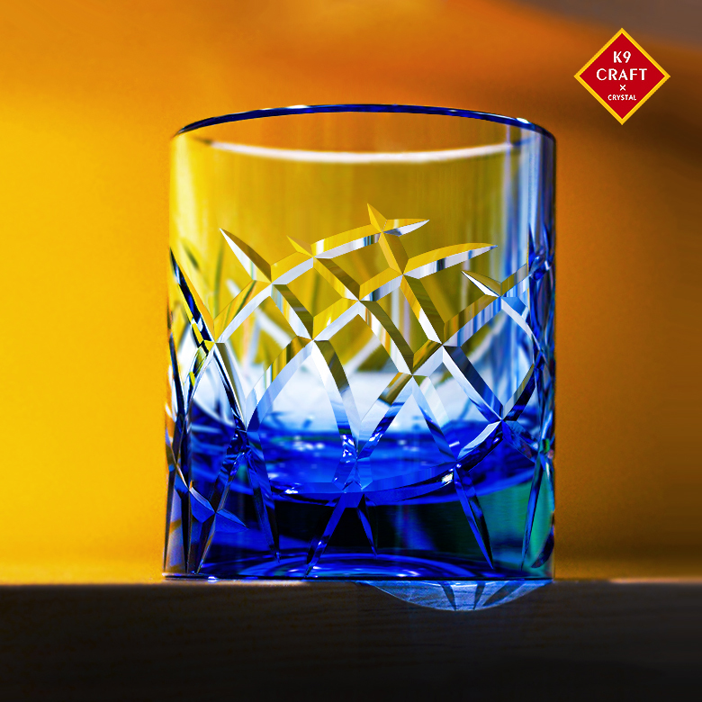 特惠款海浪纹蓝色威士忌杯复古手工刻