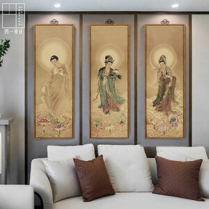 观音佛像挂画壁画客厅挂画图片