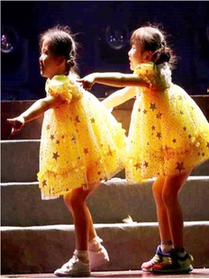 六一儿童舞蹈裙表演服女童男我们都是小星星道具黄色蓬蓬裙公主裙
