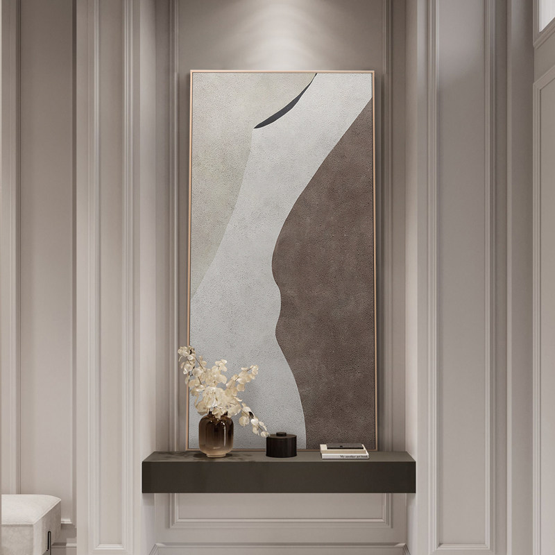 三小姐入户玄关抽象装饰画现代竖版走廊过道尽头壁画墙面端景挂画