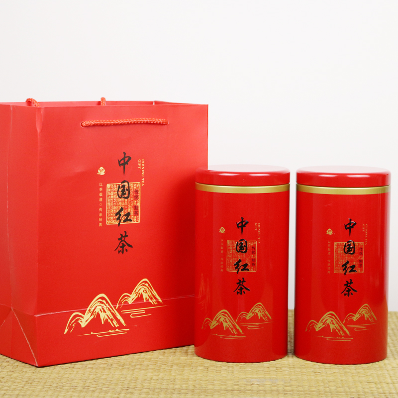 通用新款红色圆罐古树红茶英红九号中国红茶茶叶包装盒空铁盒礼盒