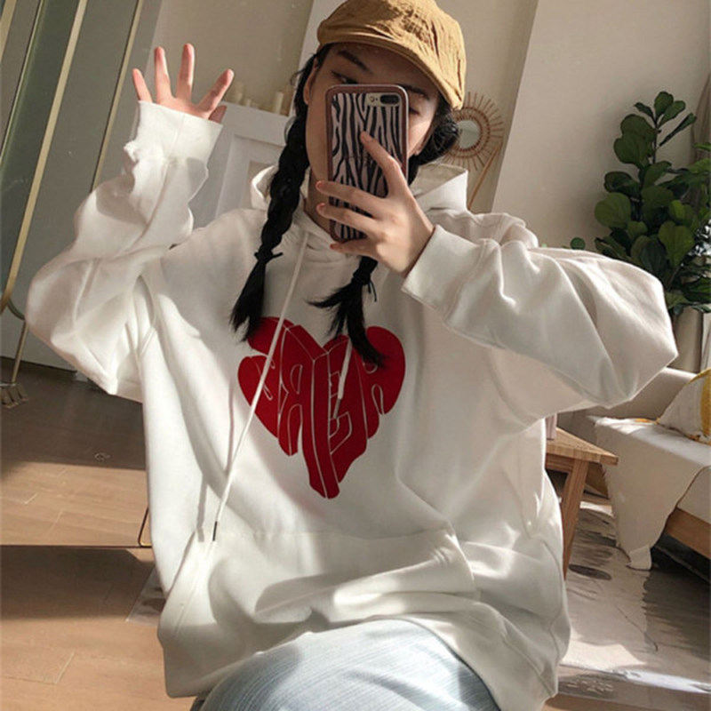 白色卫衣女连帽韩版宽松学生