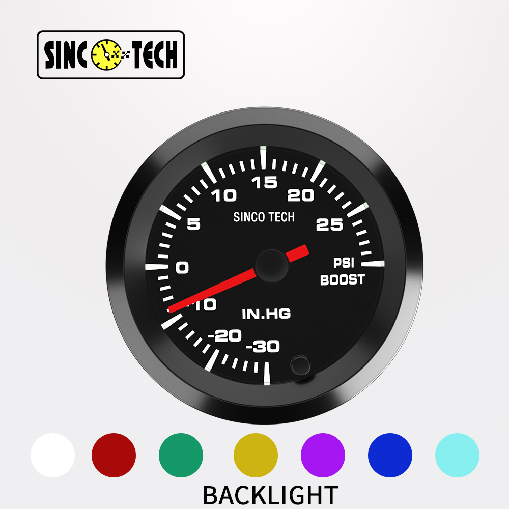 SINCOTECH 高速步进电机2吋7彩可调赛增压速表黑色52mm DO6371