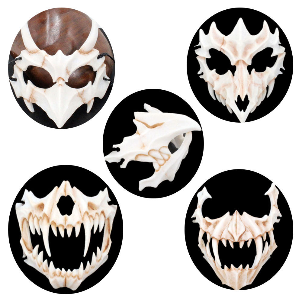 万圣节面罩日本仓戸みと半脸动物面具二次元猛虎龙神玄武夜叉脸罩