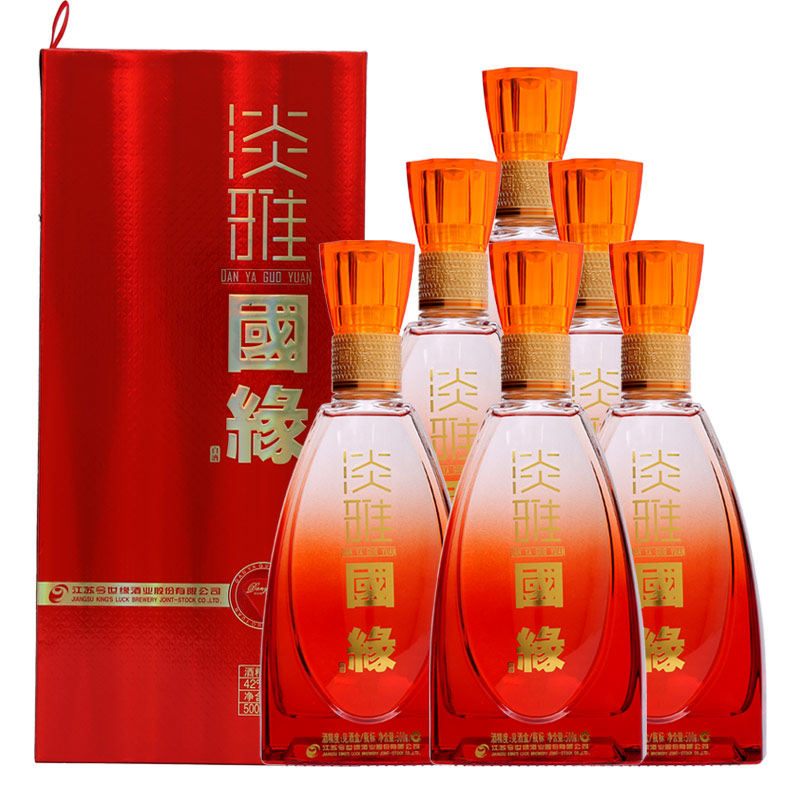 【厂家自营】今世缘淡雅国缘42度白酒500ml*6整箱红瓶商务宴会酒