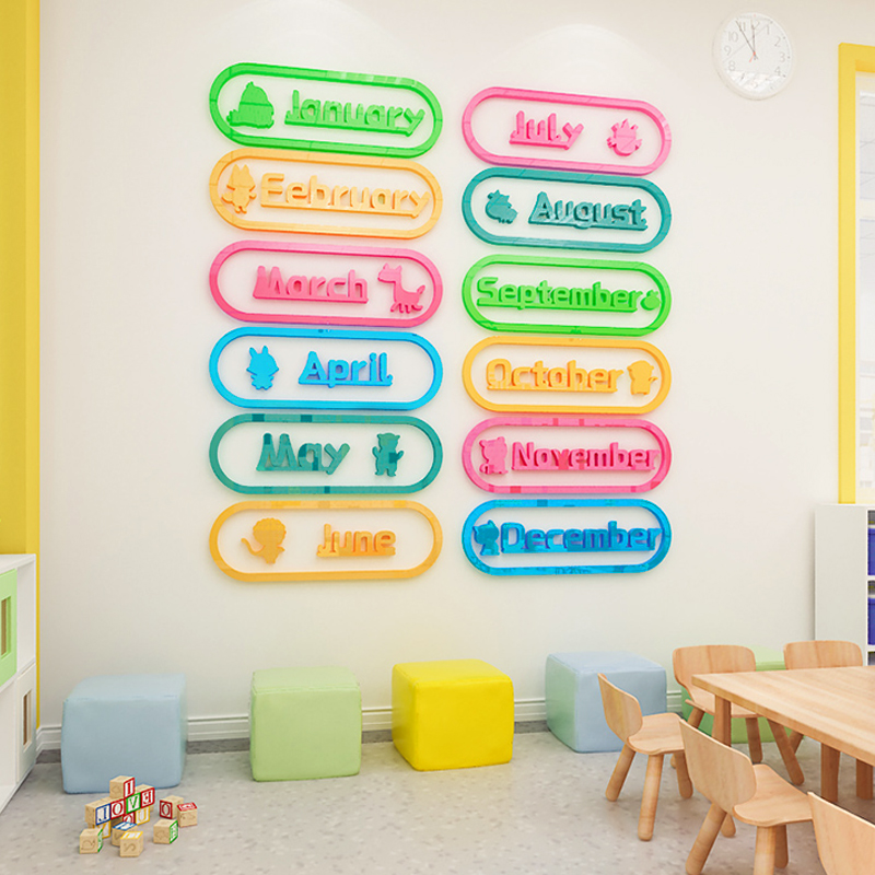 英语早教辅导培训班英语角教室布置儿童房幼儿园墙面装饰立体墙贴