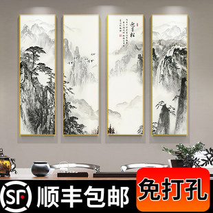 新中式客厅装饰画迎客松山水画沙发背景墙壁画中国风茶室书房挂画