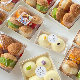 肉松小贝三明治烘焙包装盒雪媚娘盒泡芙盒子蛋糕卷甜品点心打包盒