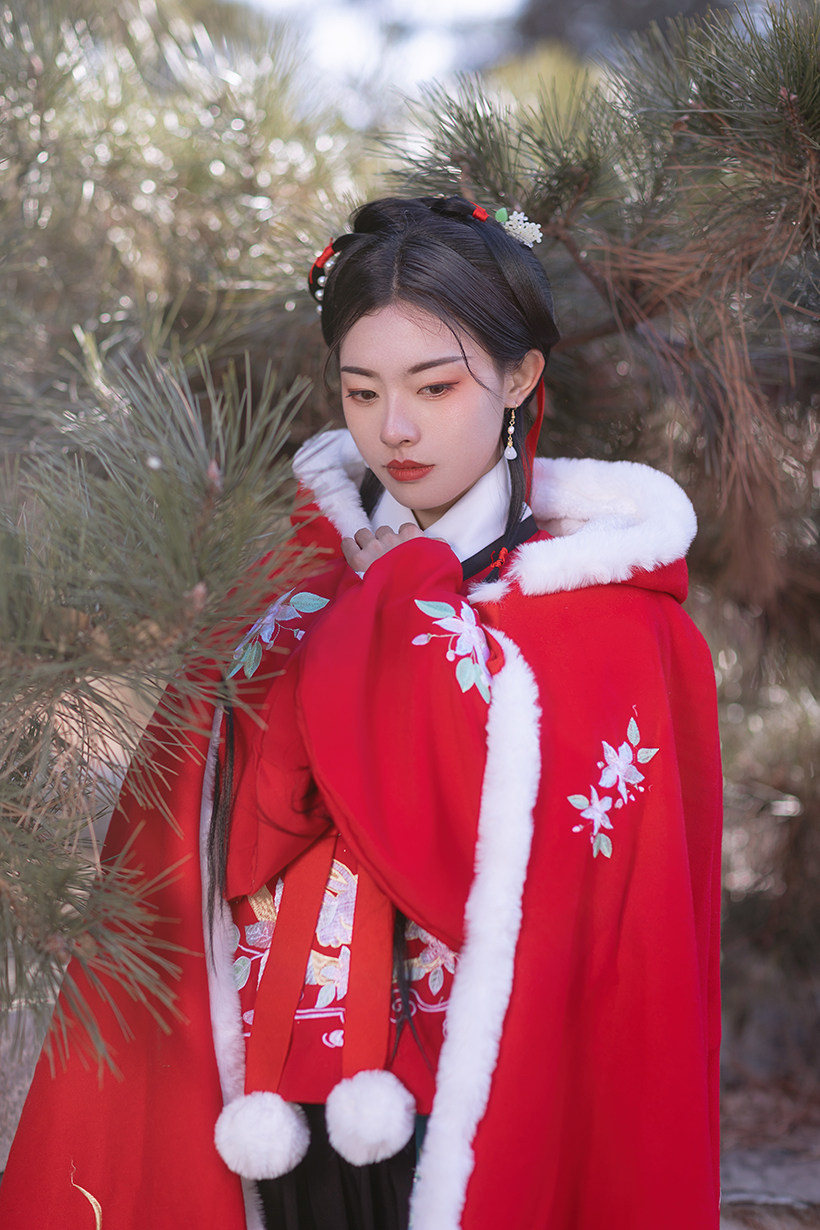 汉服斗篷女冬红色大额优惠券