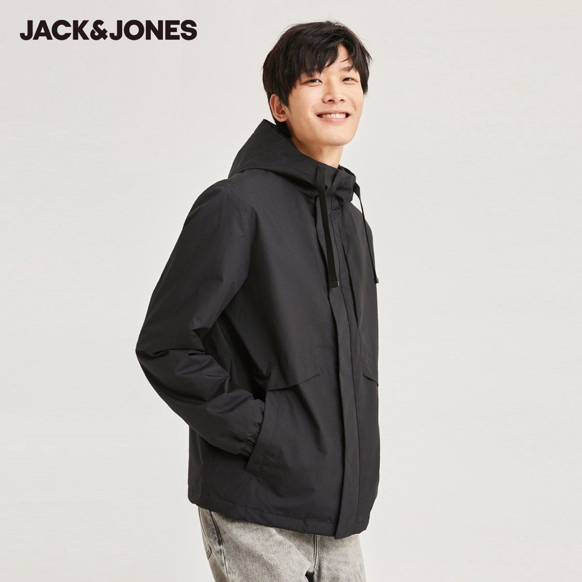 jackjones杰克琼斯春男时尚连帽简约百搭夹克棉服男春