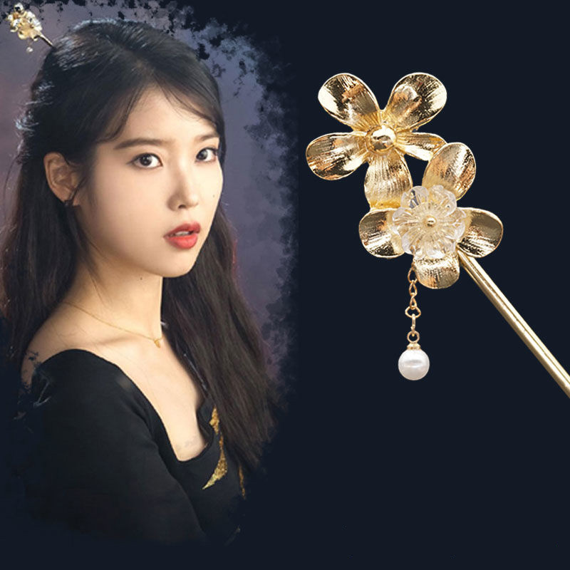 德鲁纳酒店iu李智恩同款发簪复古风发饰张满月气质头饰品发钗步摇