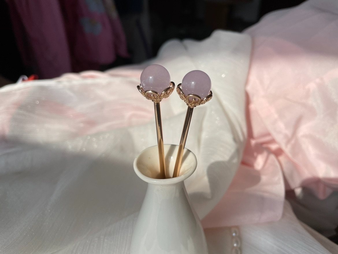 门掩梨花紫玉髓珠黛玉簪神棍簪古典发簪古风发饰