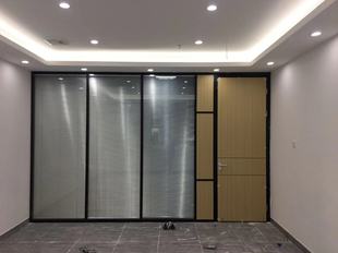 销广州办公室高隔断墙铝合金屏风双玻百叶中空钢化磨砂玻璃隔音厂
