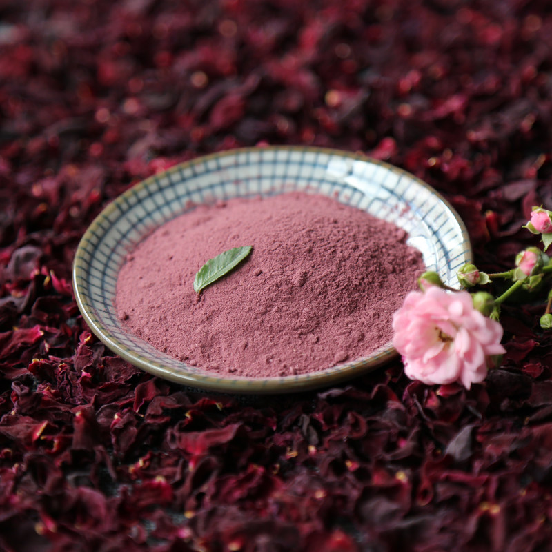 食用玫瑰花粉100g墨红花瓣打磨超细天然玫瑰粉可做糕点面膜粉包邮_不