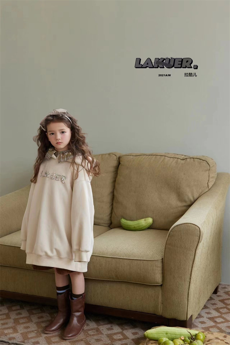 zozo波拉lakuer拉酷儿gbe2021冬季儿童纯色加绒水钻连帽卫衣