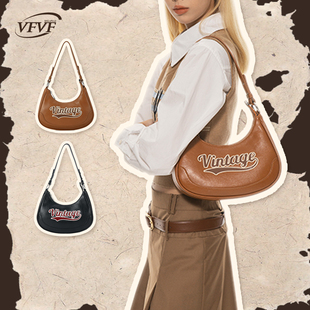VFVF斜挎单肩腋下月牙包饺子包大容量美式复古原创手提女包包PS-S