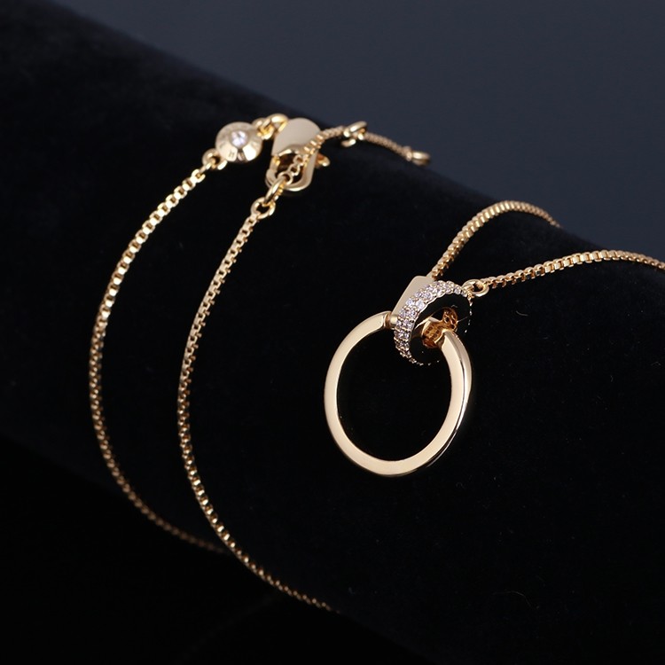 henri bendel金属几何元素圆环满钻镂空双环短款项链锁骨链女