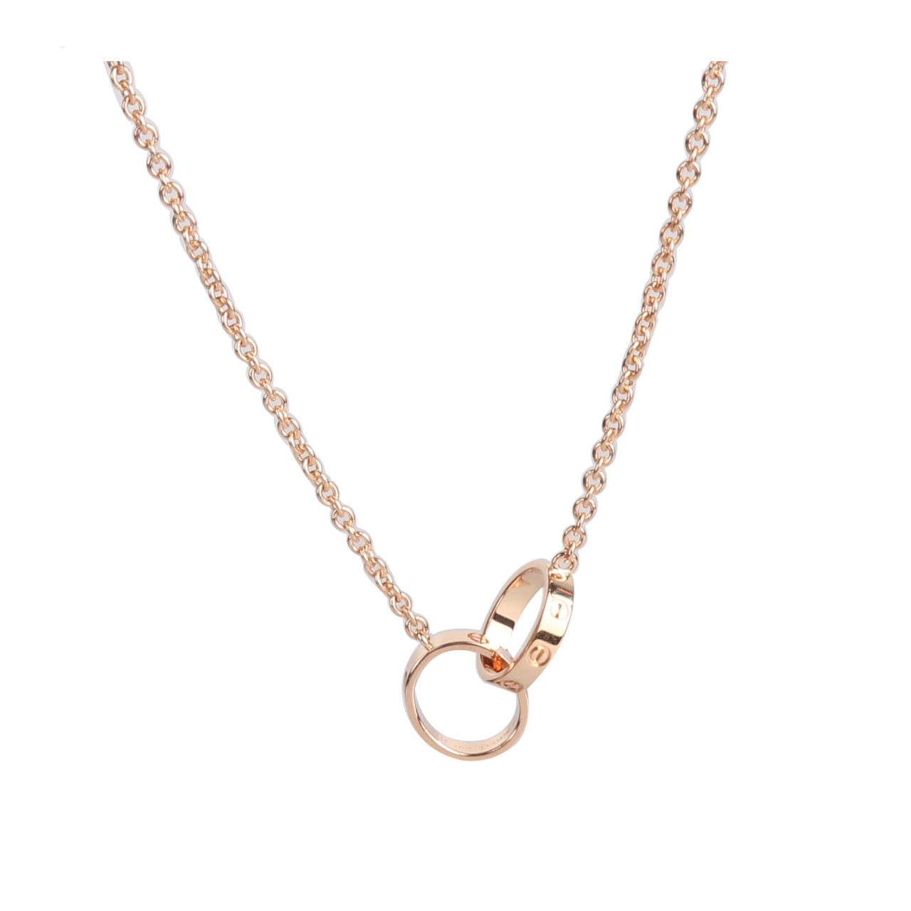 [9.8新]卡地亚cartier女士750玫瑰金双环项链