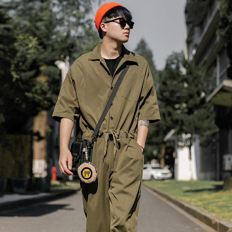 复古连体工装服男潮流潮牌套装背带韩版嘻哈一体衣男士连衣裤优惠券