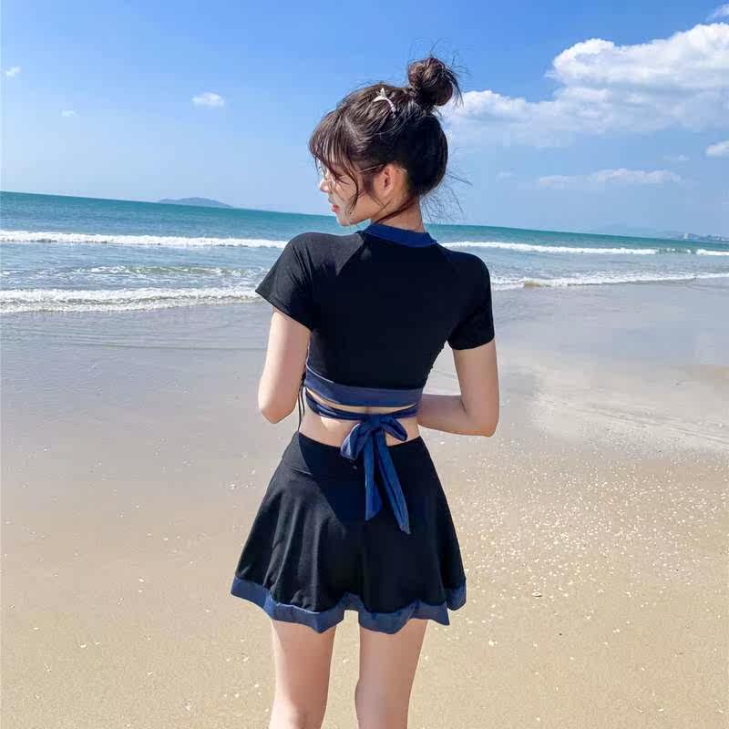 泳衣2021新款适合平胸女超仙ins风网红分体式年少女小众爆款泳装