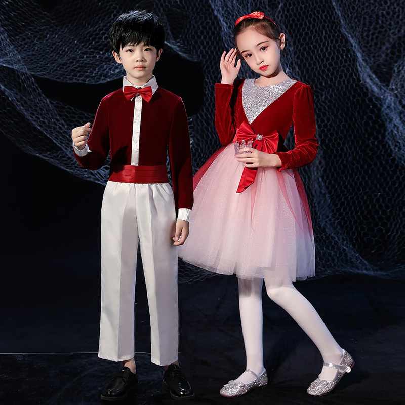 男童元旦朗诵礼服演出服蓬蓬裙小学生主持人班服表演服儿童服装