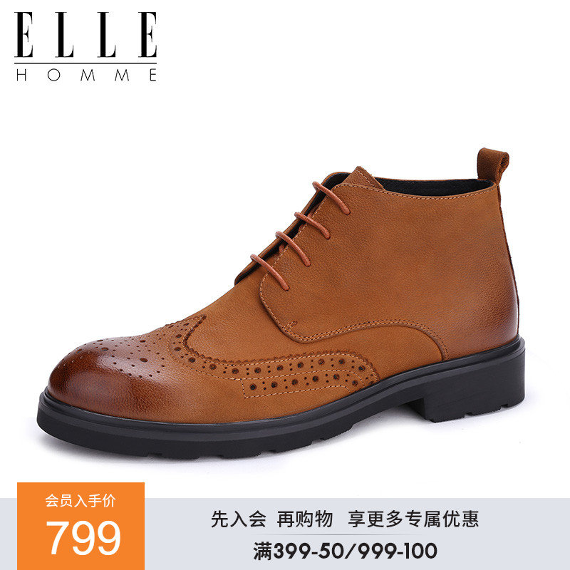 ELLE HOMME男鞋春秋短靴复古工装靴大头鞋高帮真皮男靴马丁靴|msdalam kategori Kasut lelaki popular, but - dari Buy2taobao.com untuk memberikan perkhidmatan ejen Taobao profesional membeli
