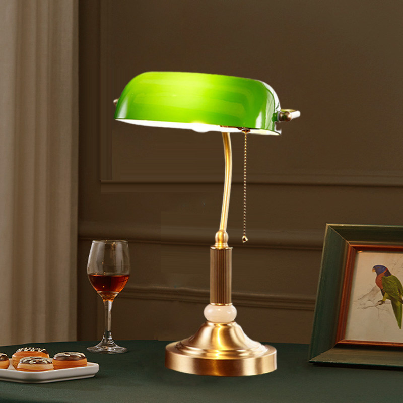 民国复古台灯卧室床头灯美式全铜老上海办公桌书房古典绿色台灯