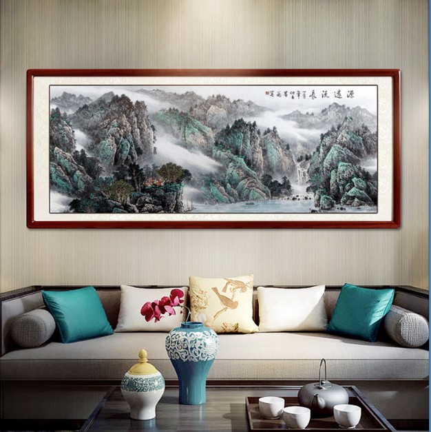 精准印花包邮客厅大画dmc十字绣套件山水画山野人家源远流长