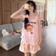 Gill Aimar小熊家夏季背心短裤睡衣套装女甜美花边卡通外穿家居服