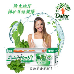 新到Dabur 印度原装进口Tulsi 圣罗勒无氟杀菌去口气健齿草本牙膏