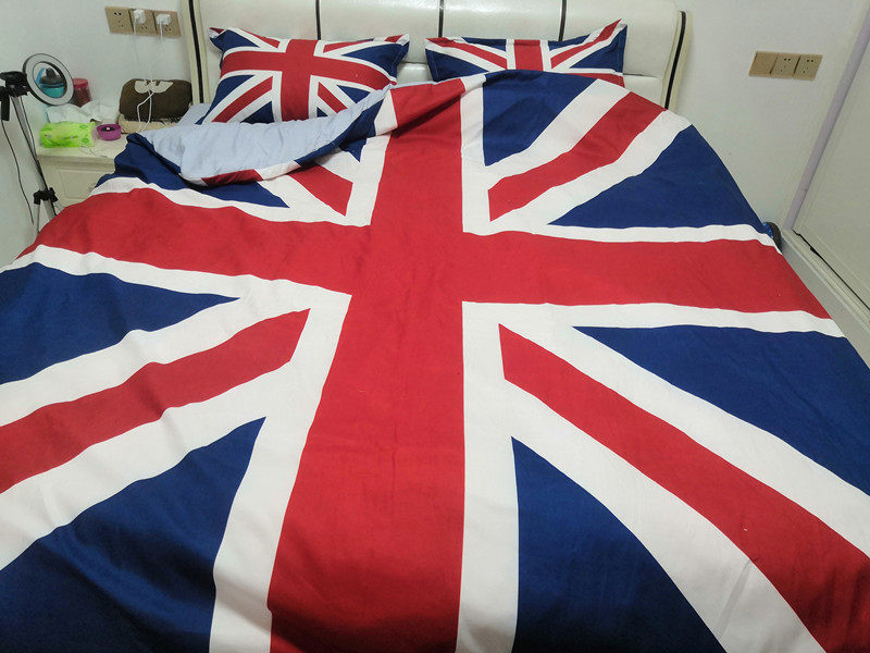 床单英国国旗_欧美风英国国旗简约床单被套床上用品米字旗四件套英伦