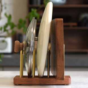 CHONG翀 厨房台面多功能置物架锅盖架砧板菜板放置架立式家用铜木