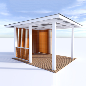 家用凉亭简约现代户外楼顶露天台布置花园设计庭院阳光房玻璃房子