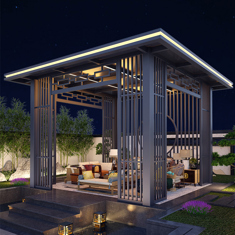 远茂铝合金中式凉亭庭院平顶新中式亭子户外凉亭阳光房古建凉亭