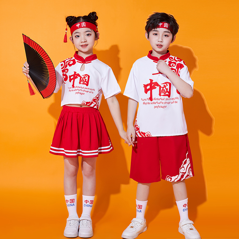 六一儿童啦啦队演出服小学生运动会开幕式中国风国潮合唱表演服装