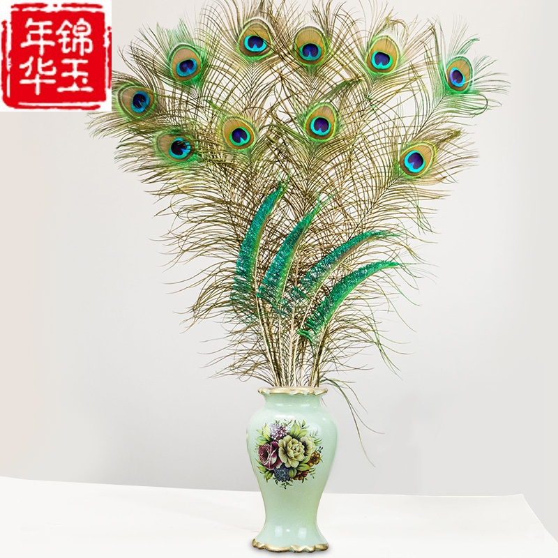 孔雀羽毛纯天然真孔雀毛翎毛大眼睛diy饰品家居摆设客厅婚庆花瓶