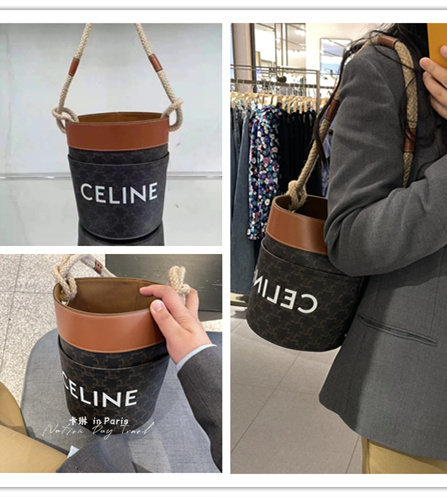 celine/赛琳 triomphe凯旋门麻绳圆筒包老花水桶包手提包优歆代购