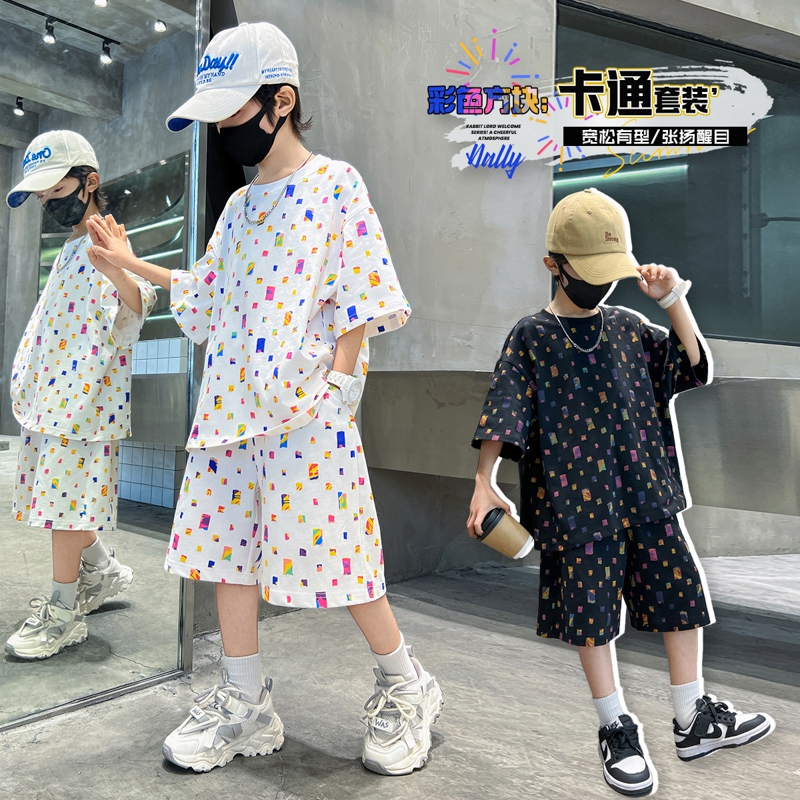 男童套装短袖夏装洋气2024新款韩版儿童衣服宽松休闲酷帅潮两件套